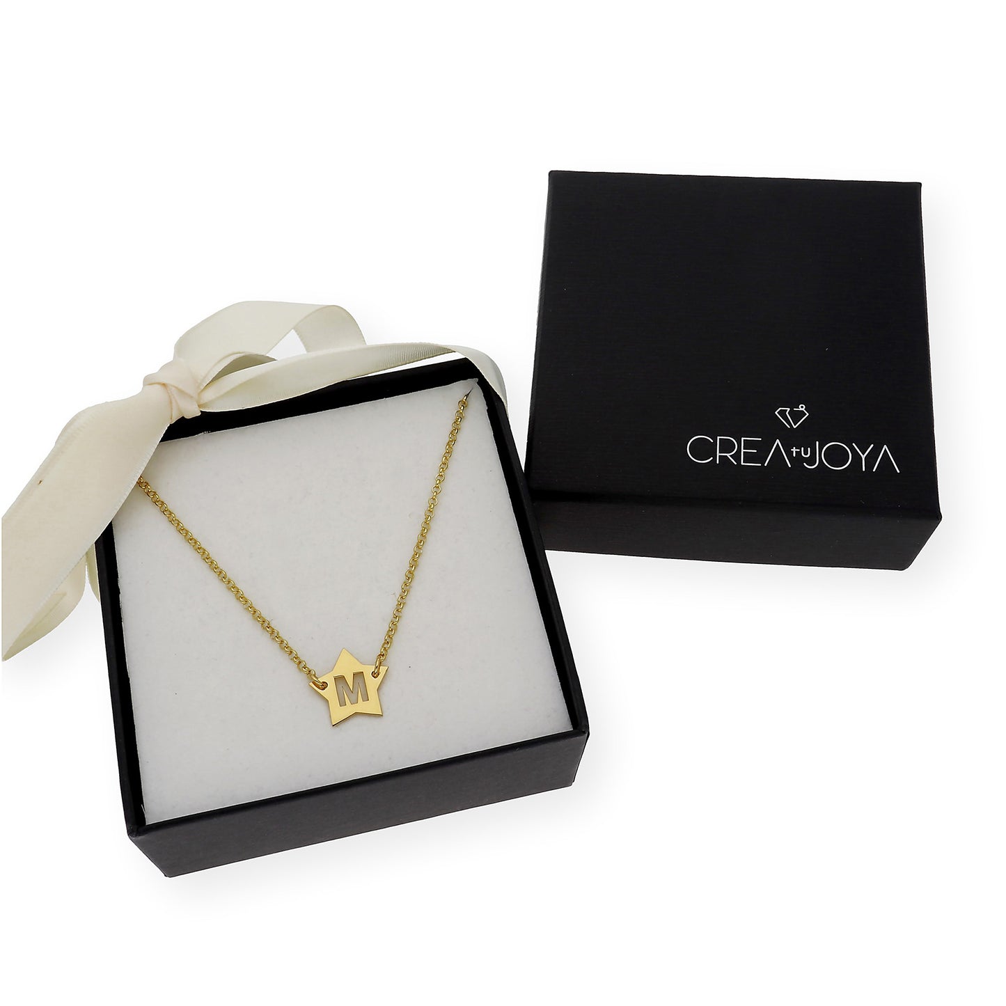 Colgante Astrid Estrella con Inicial Calada en Plata 925 y Baño de Oro 18k