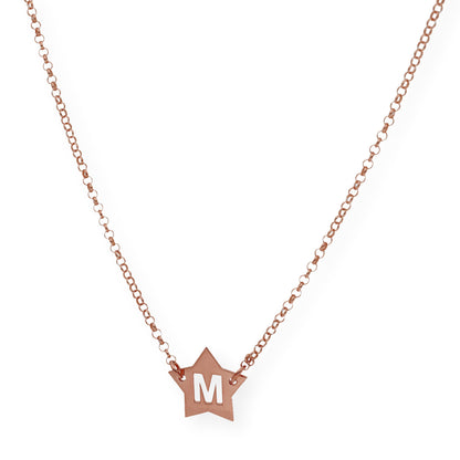 Colgante Astrid Estrella con Inicial Calada en Plata 925 y Baño de Oro 18k