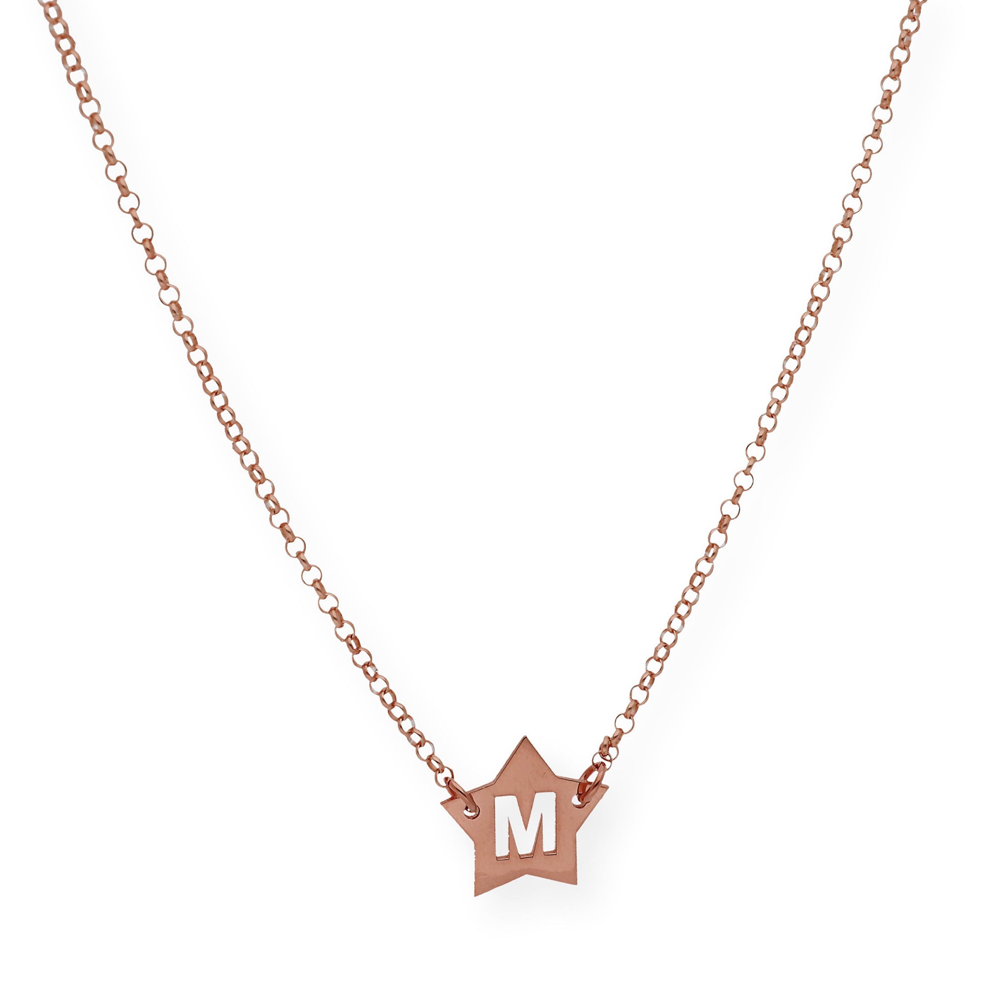 Colgante Astrid Estrella con Inicial Calada en Plata 925 y Baño de Oro 18k