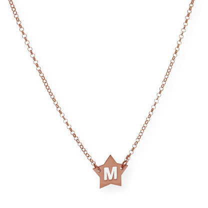 Colgante Astrid Estrella con Inicial Calada en Plata 925 y Baño de Oro 18k
