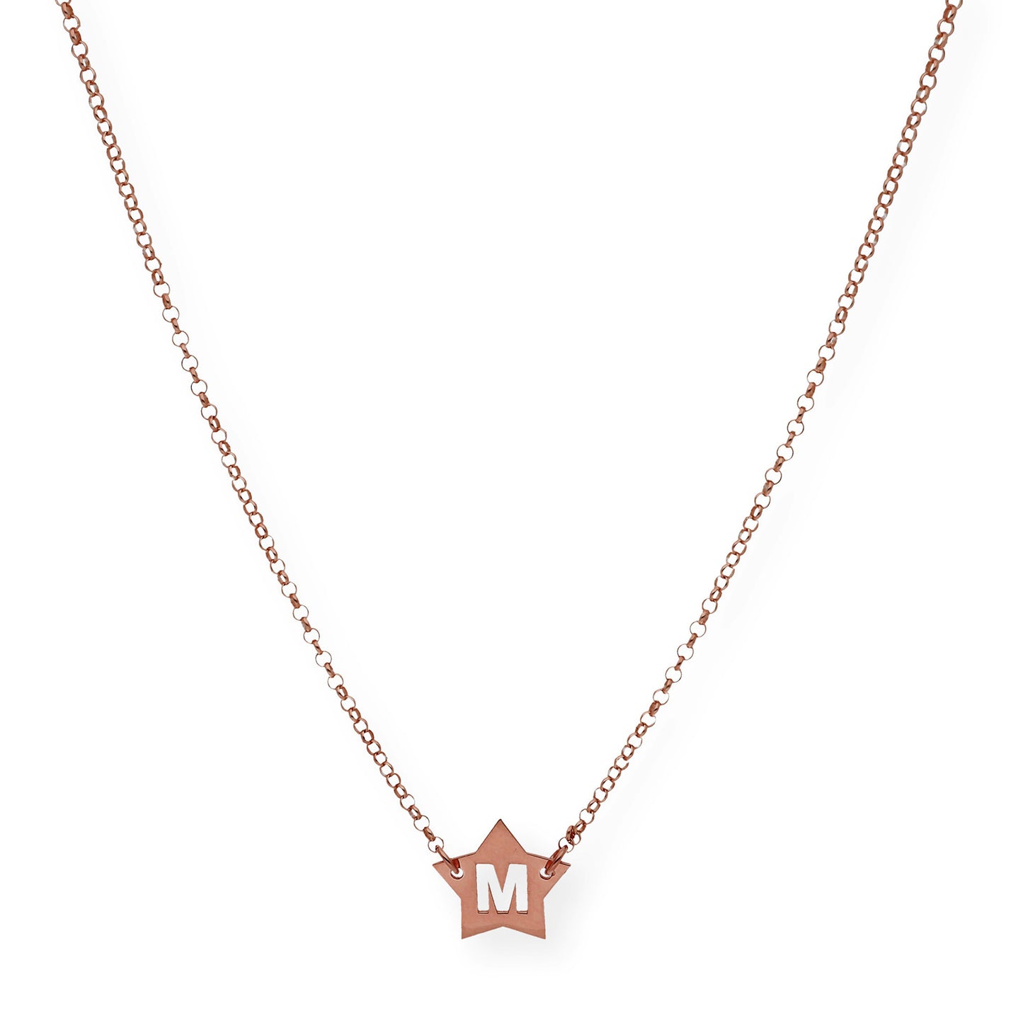 Colgante Astrid Estrella con Inicial Calada en Plata 925 y Baño de Oro Rosa 18k