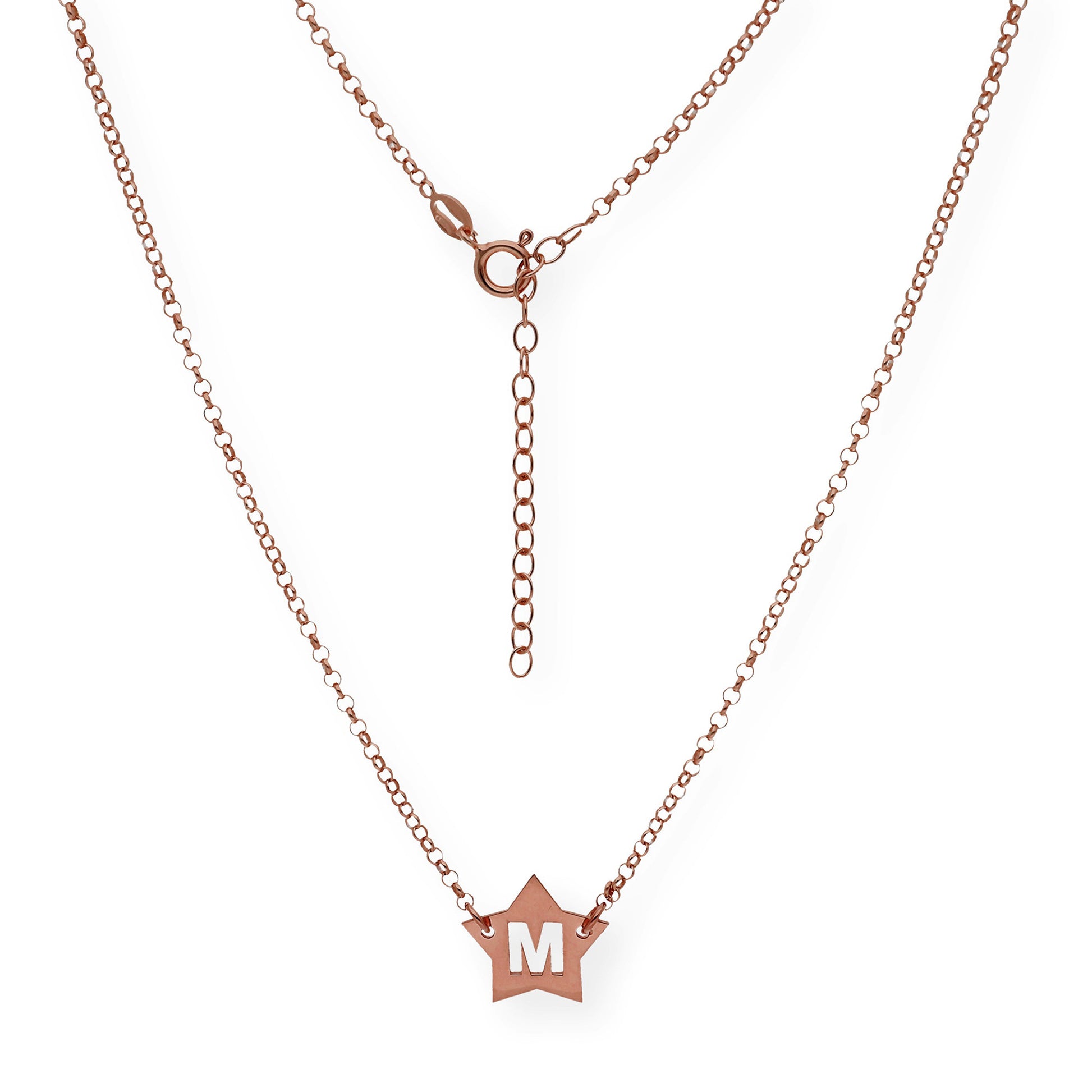 Colgante Astrid Estrella con Inicial Calada en Plata 925 y Baño de Oro Rosa 18k