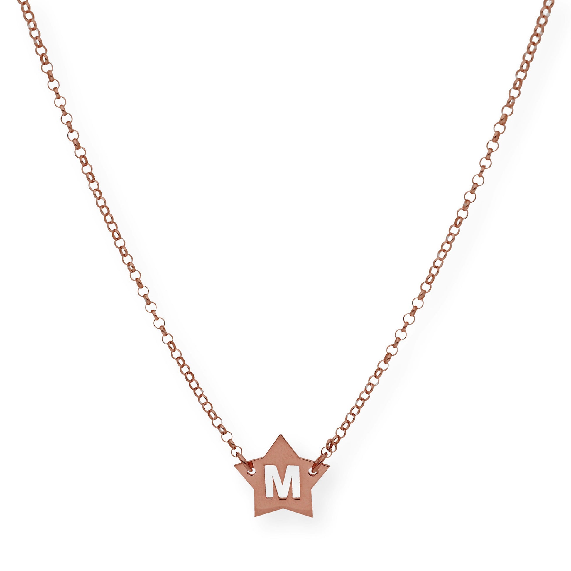 Colgante Astrid Estrella con Inicial Calada en Plata 925 y Baño de Oro Rosa 18k