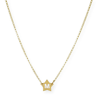Colgante Astrid Estrella con Inicial Calada en Plata 925 y Baño de Oro Rosa 18k