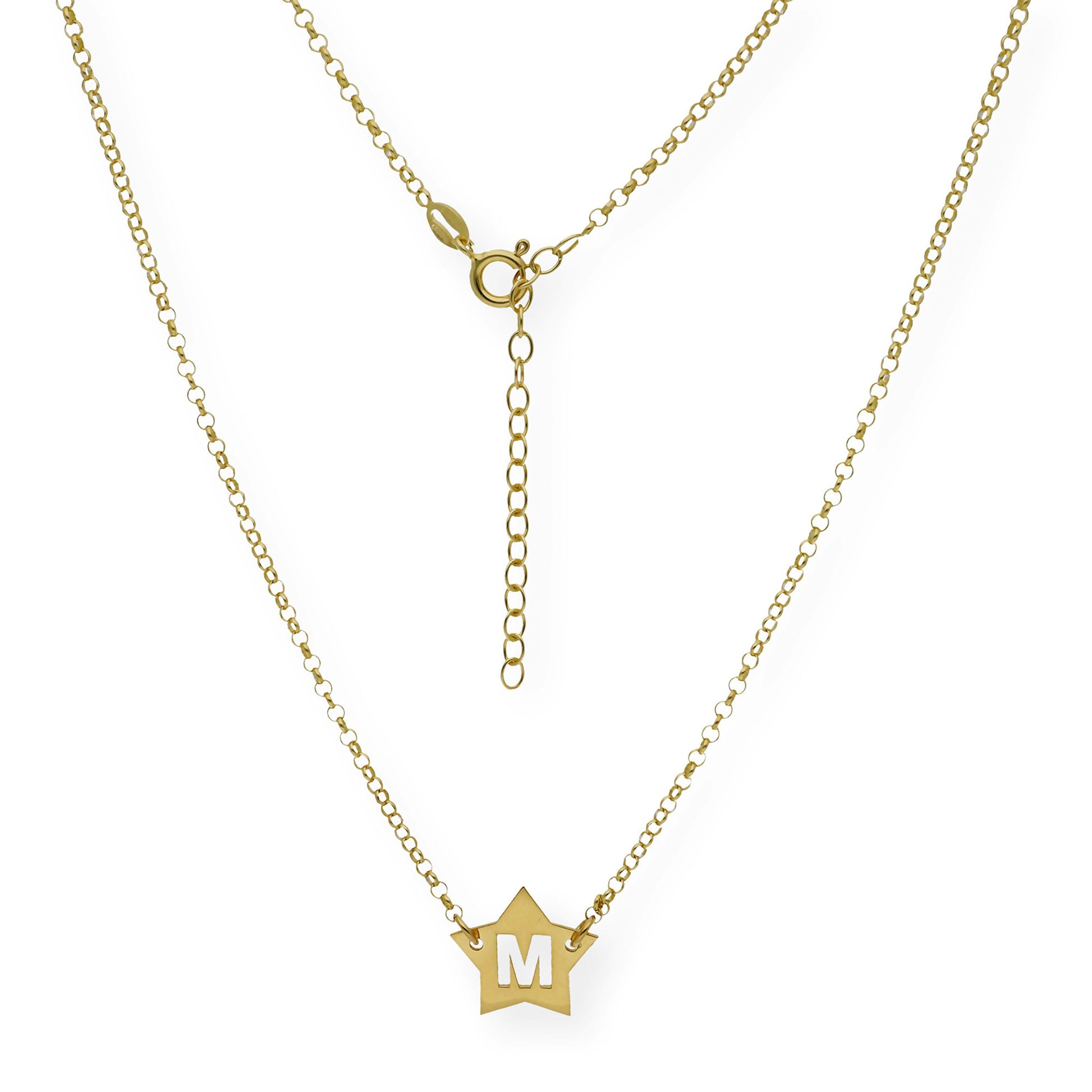 Colgante Astrid Estrella con Inicial Calada en Plata 925 y Baño de Oro Rosa 18k