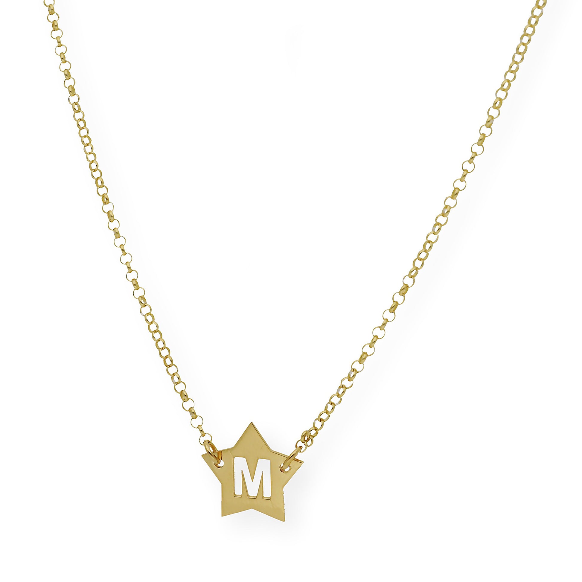 Colgante Astrid Estrella con Inicial Calada en Plata 925 y Baño de Oro Rosa 18k