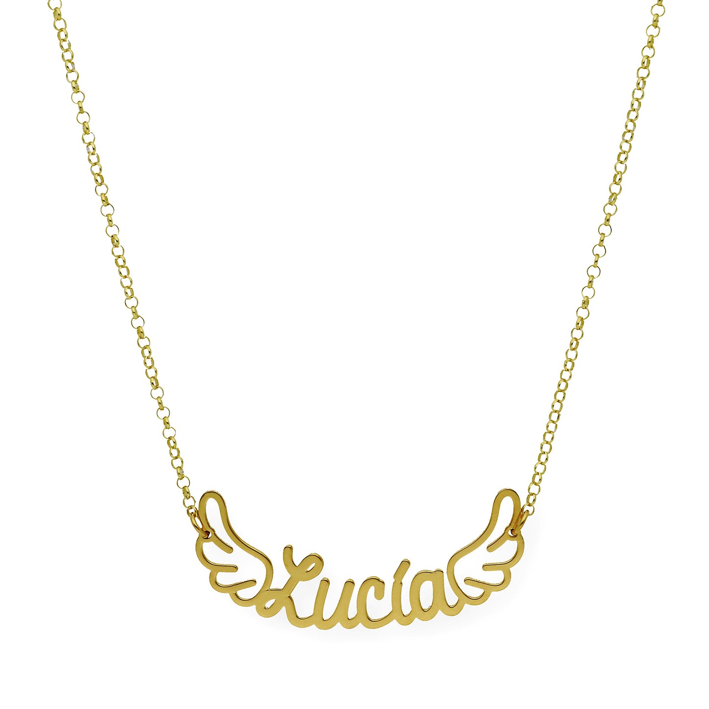 Colgante Hermes Nombre con Alas en Plata 925 con Baño de Oro 18k