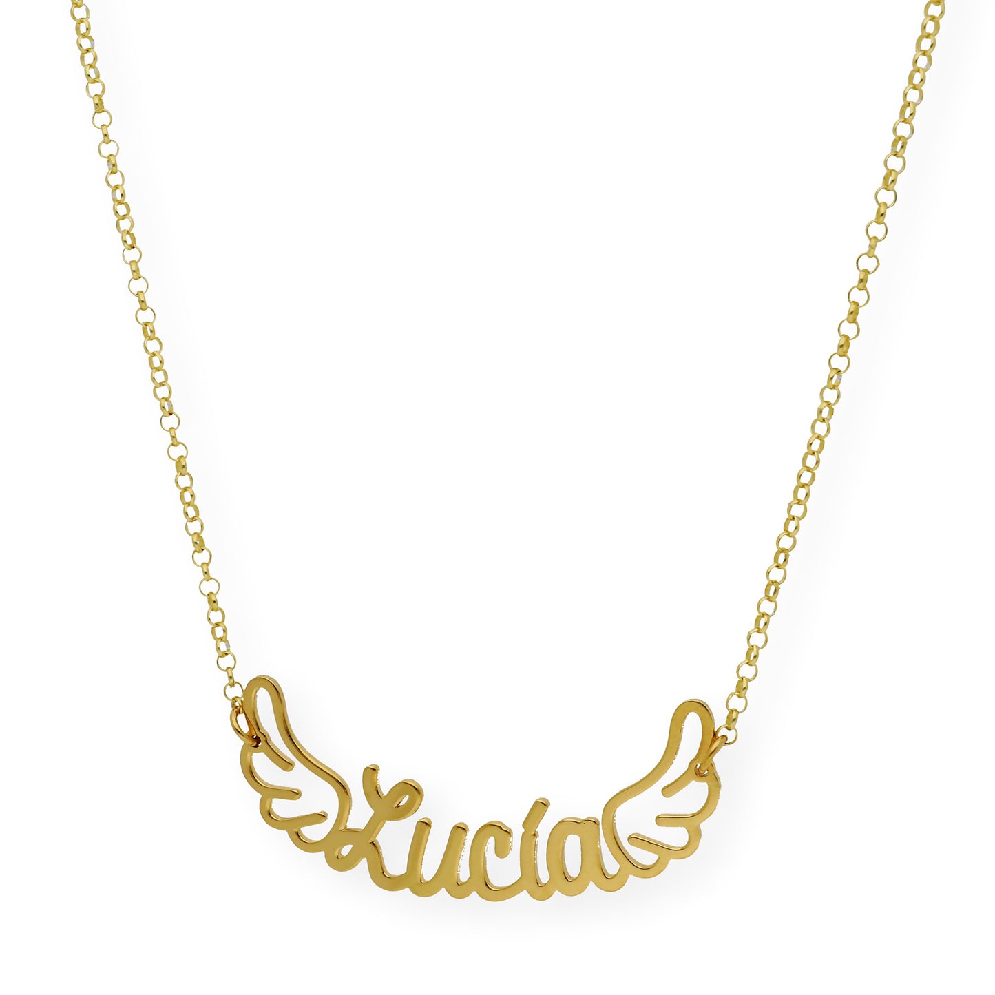 Colgante Hermes Nombre con Alas en Plata 925 con Baño de Oro 18k