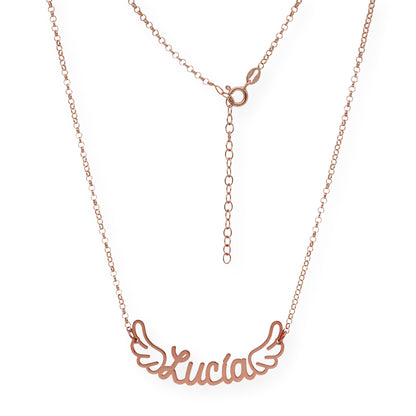 Colgante Hermes Nombre con Alas en Plata 925 con Baño de Oro 18k