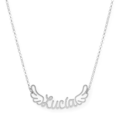 Colgante Hermes Nombre con Alas en Plata 925 con Baño de Oro 18k