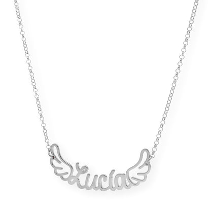 Colgante Hermes Nombre con Alas en Plata 925 con Baño de Oro 18k