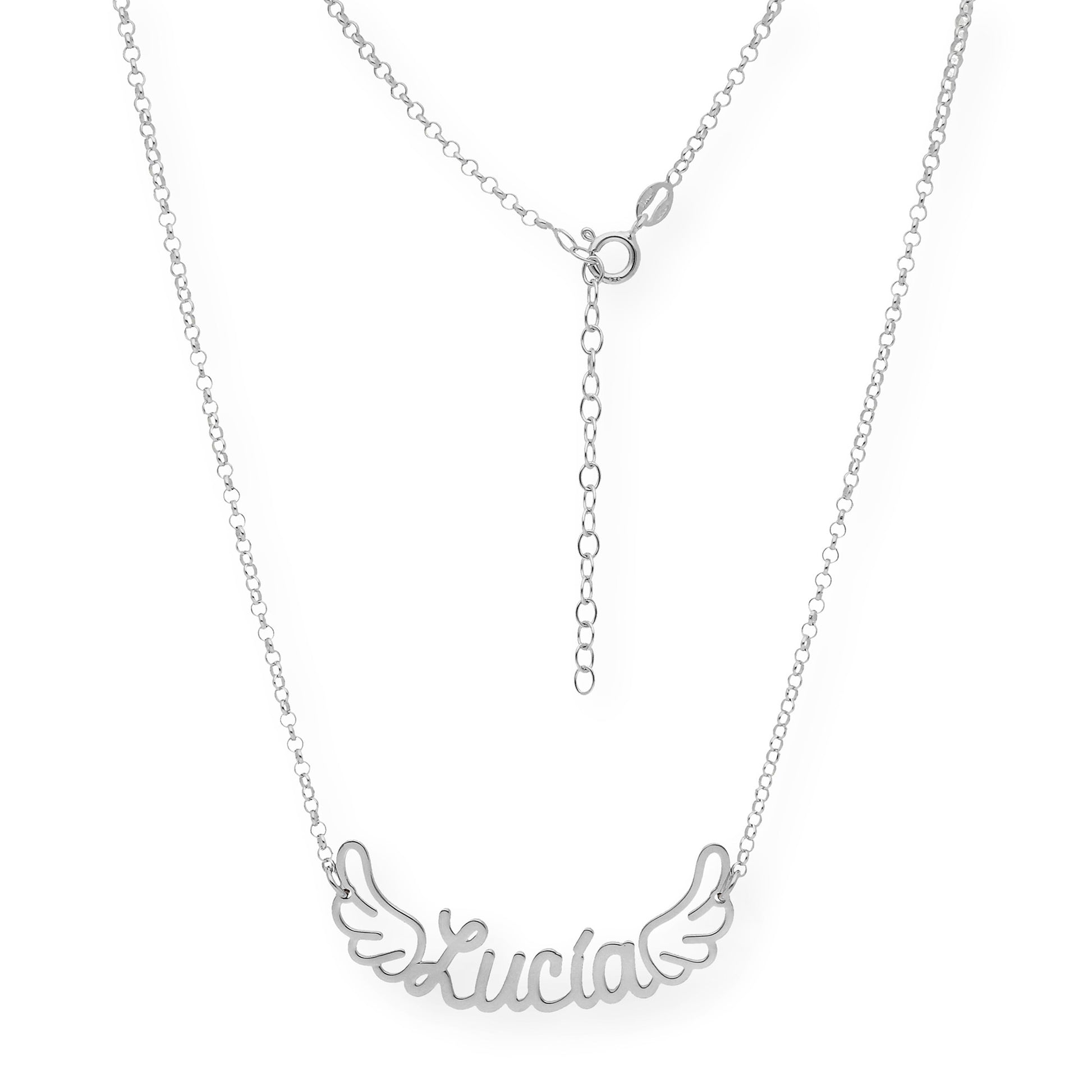 Colgante Hermes Nombre con Alas en Plata 925 con Baño de Oro Rosa 18k
