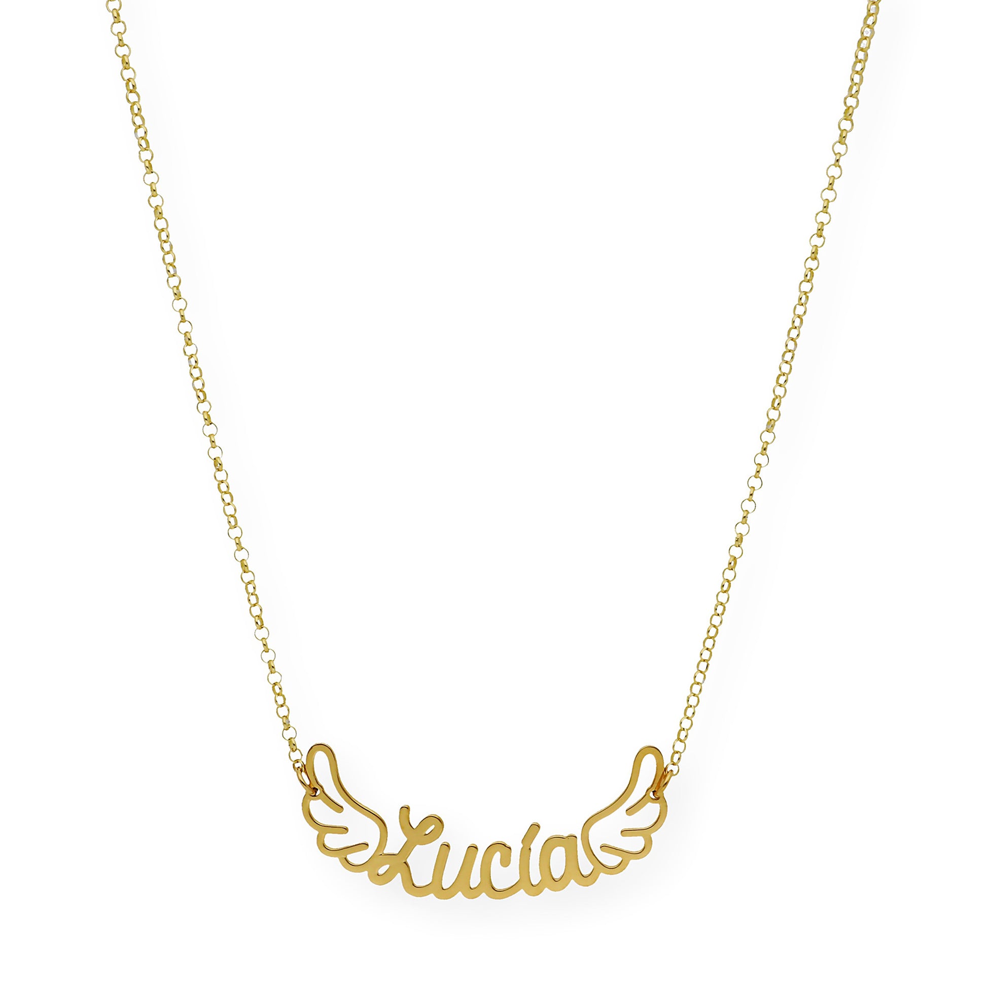 Colgante Hermes Nombre con Alas en Plata 925 con Baño de Oro Rosa 18k