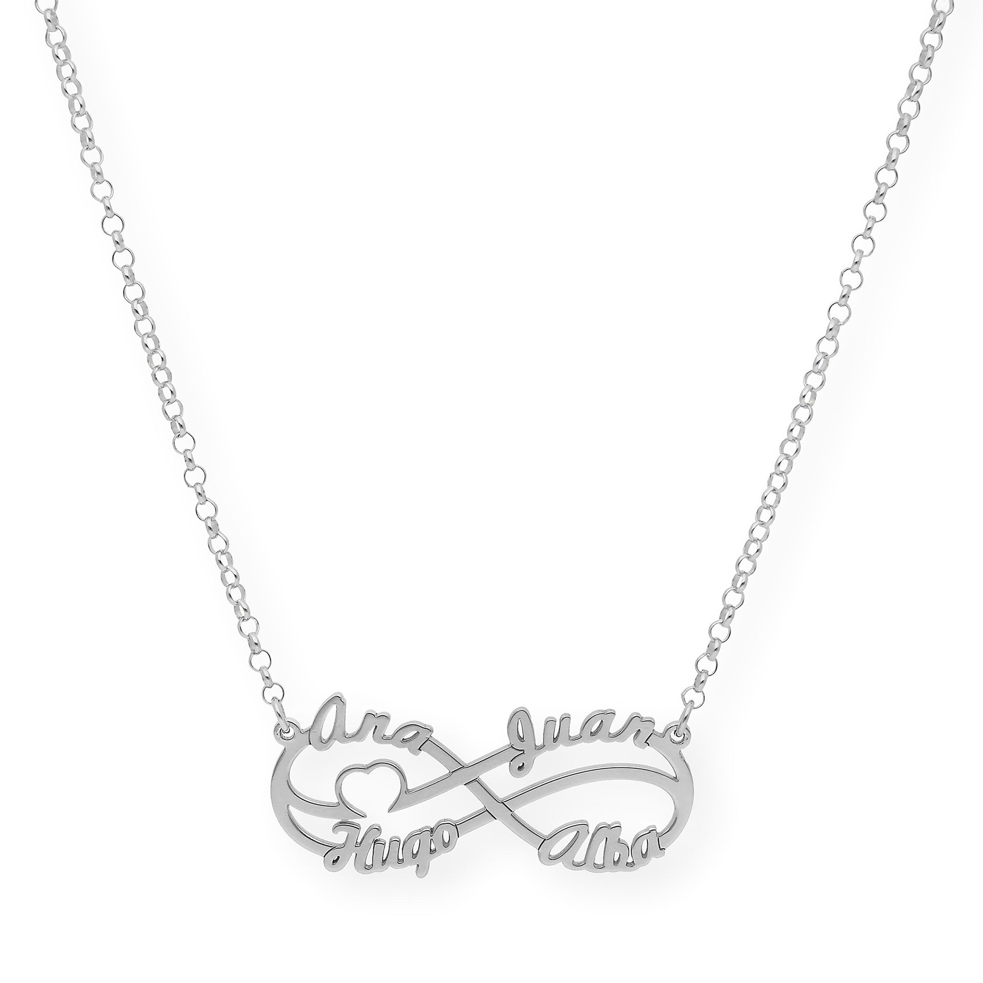 Colgante Infinito Cyrilla Cuatro Nombres en Plata 925 con Baño de Oro 18k