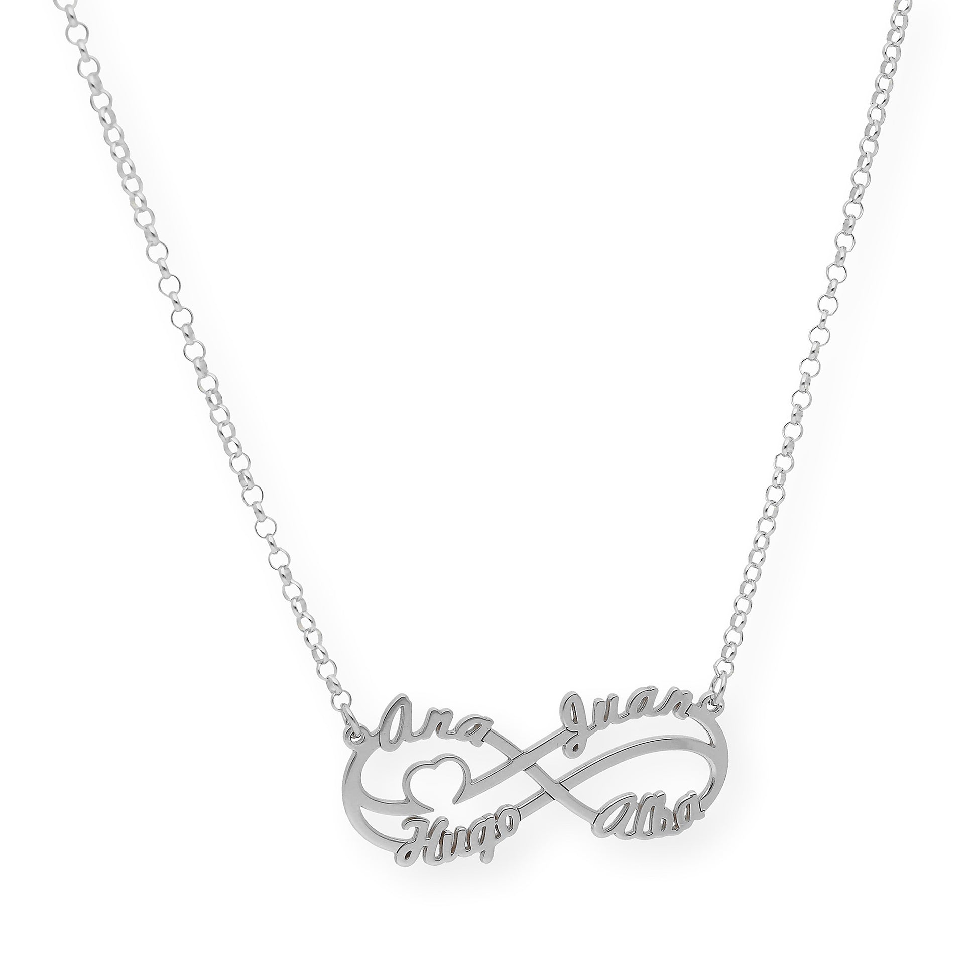 Colgante Infinito Cyrilla Cuatro Nombres en Plata 925 con Baño de Oro 18k