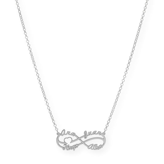 Colgante Infinito Cyrilla Cuatro Nombres en Plata 925