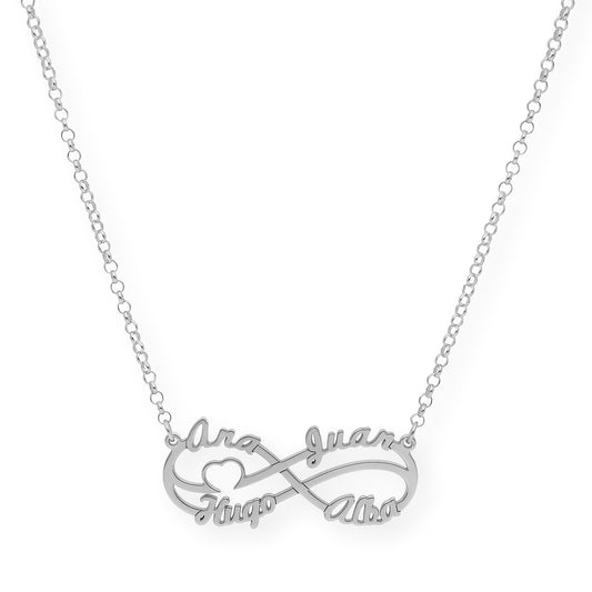 Colgante Infinito Cyrilla Cuatro Nombres en Plata 925