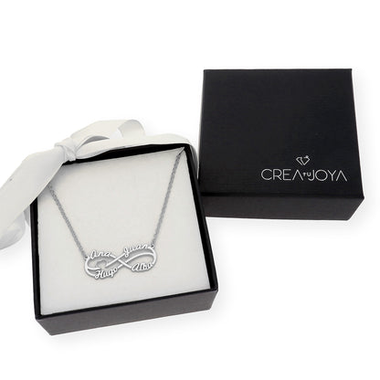 Colgante Infinito Cyrilla Cuatro Nombres en Plata 925 con Baño de Oro Rosa 18k