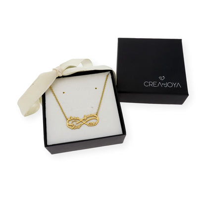 Colgante Infinito Cyrilla Cuatro Nombres en Plata 925 con Baño de Oro Rosa 18k