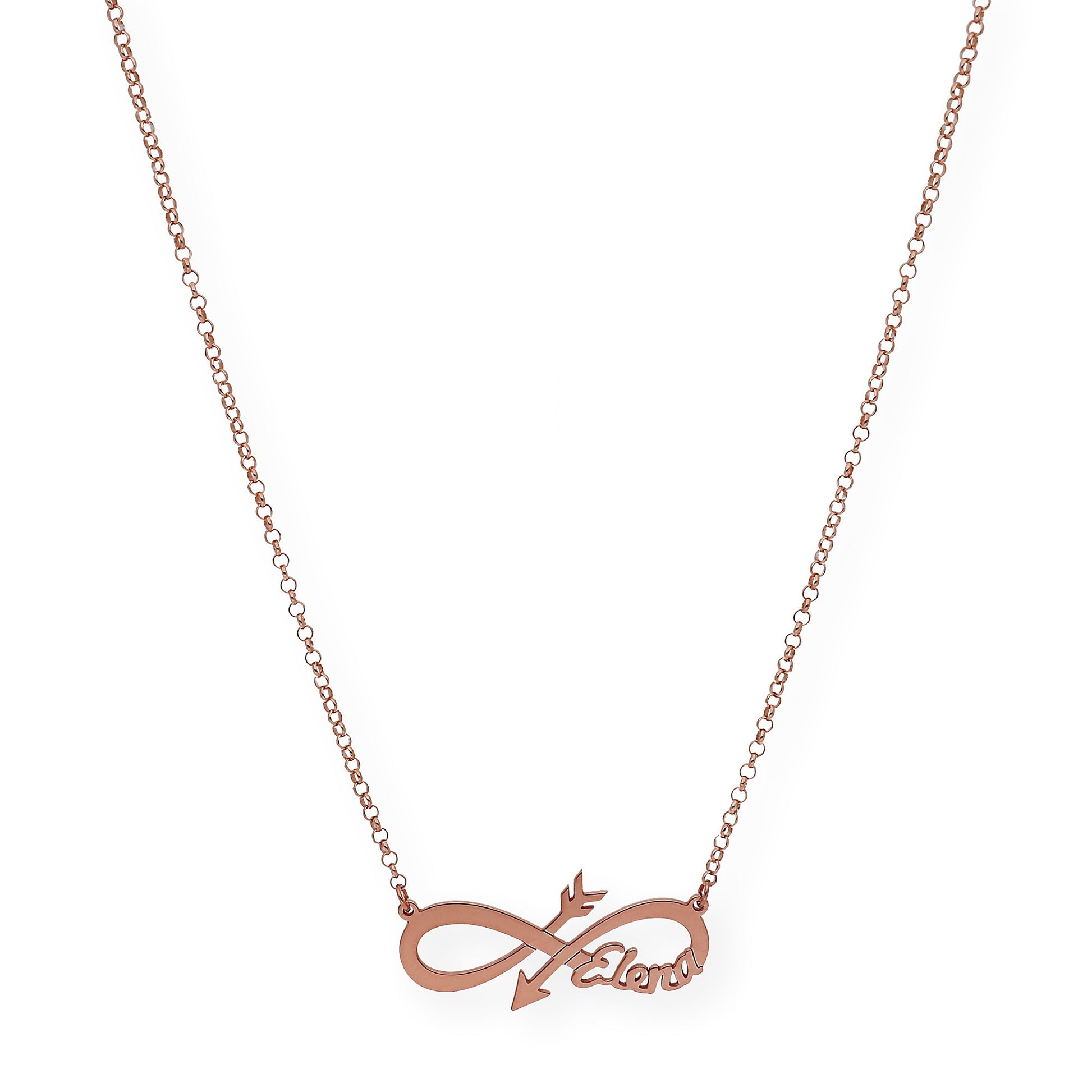 Colgante Sagitario Flecha Infinita con Nombre en Plata 925 y Baño de Oro 18k