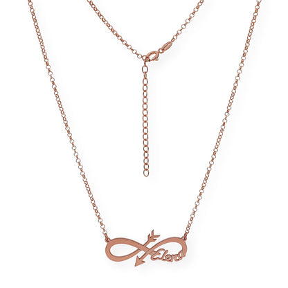 Colgante Sagitario Flecha Infinita con Nombre en Plata 925 y Baño de Oro 18k