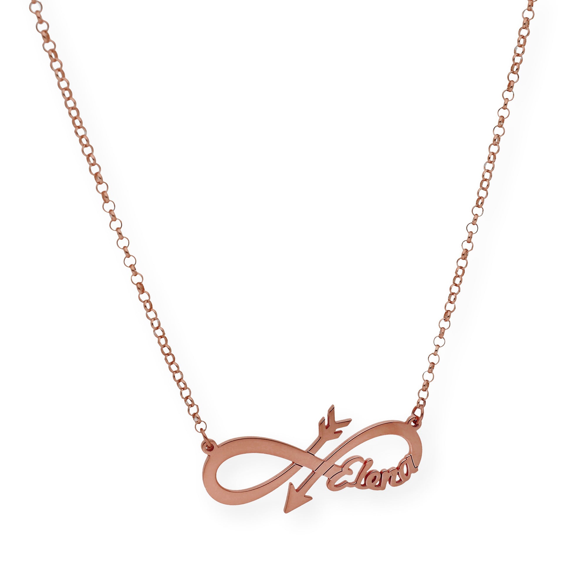 Colgante Sagitario Flecha Infinita con Nombre en Plata 925 y Baño de Oro 18k
