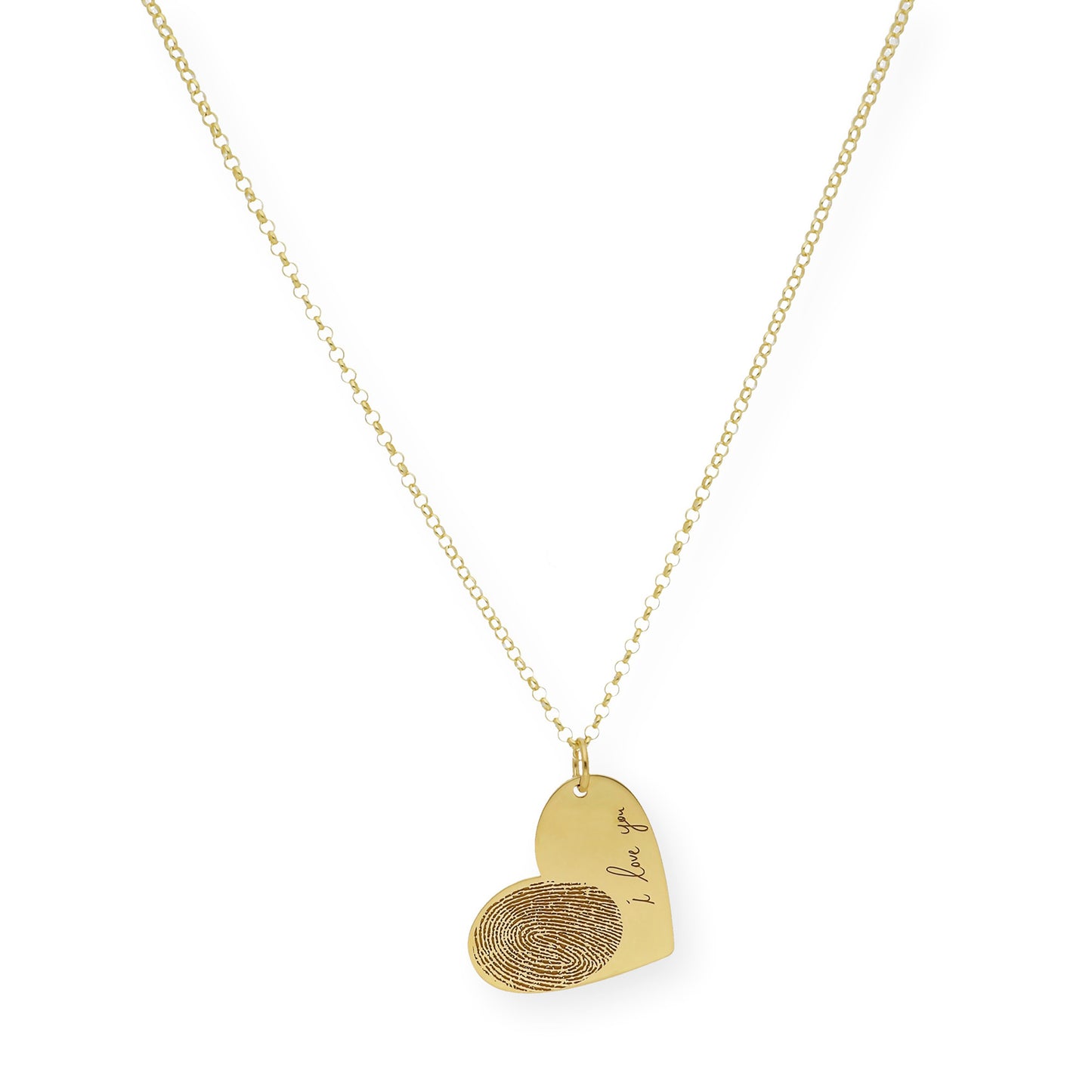 Colgante Corazón Seema Huella con Frase en Plata 925 y Baño de Oro 18k