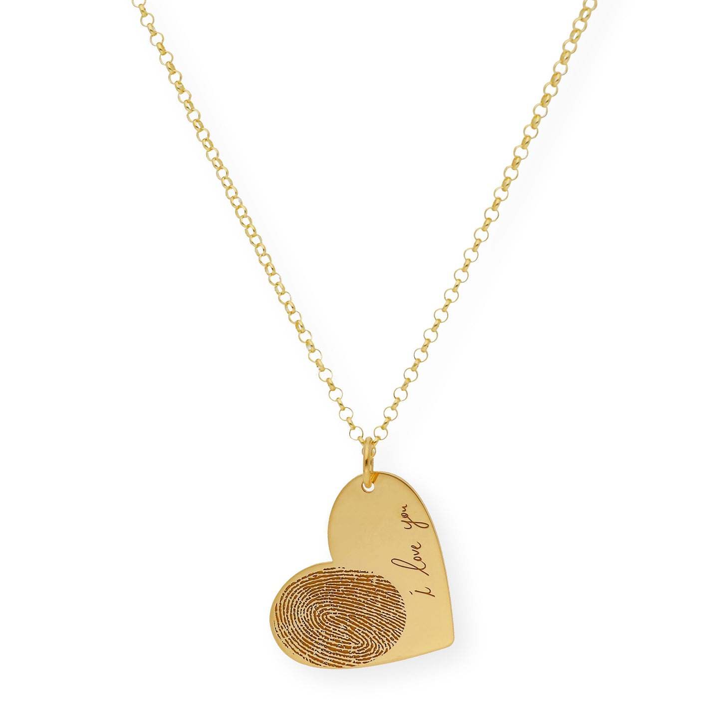 Colgante Corazón Seema Huella con Frase en Plata 925 y Baño de Oro 18k