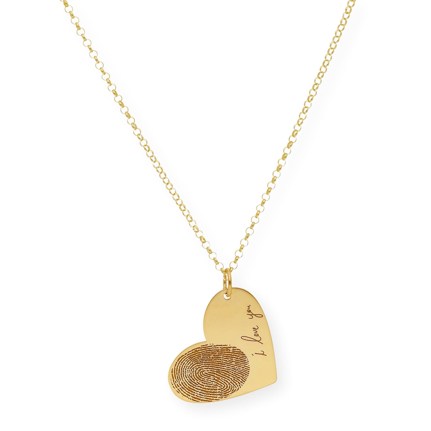 Colgante Corazón Seema Huella con Frase en Plata 925 y Baño de Oro 18k