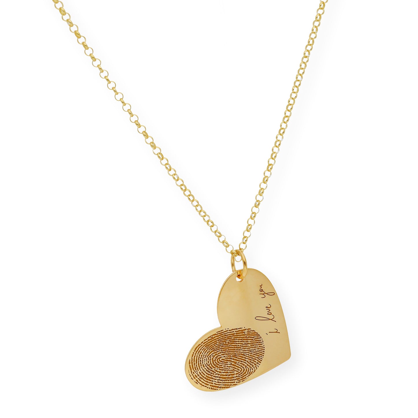 Colgante Corazón Seema Huella con Frase en Plata 925 y Baño de Oro 18k