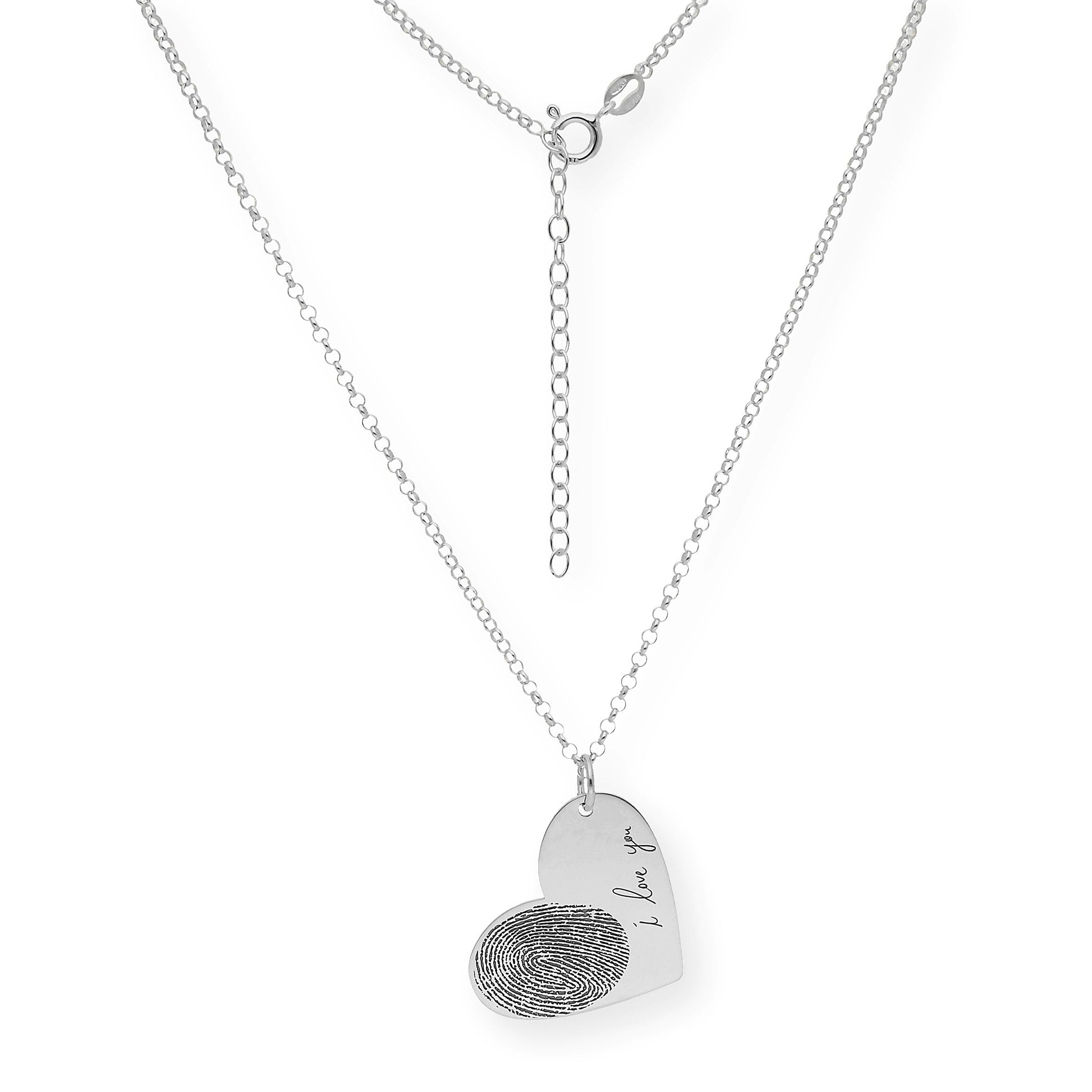 Colgante Corazón Seema Huella con Frase en Plata 925 y Baño de Oro 18k