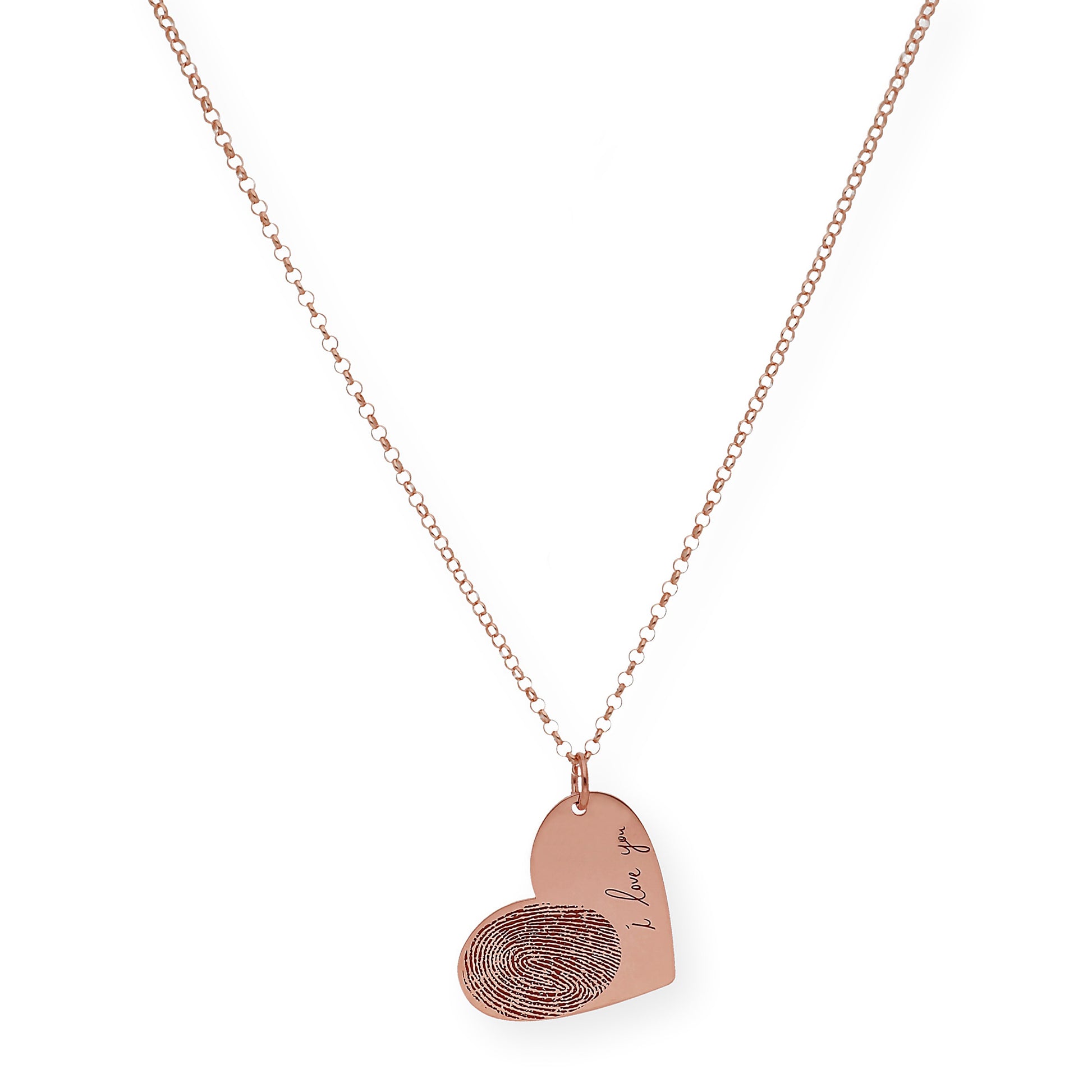 Colgante Corazón Seema Huella con Frase en Plata 925 con Baño de Oro Rosa 18k
