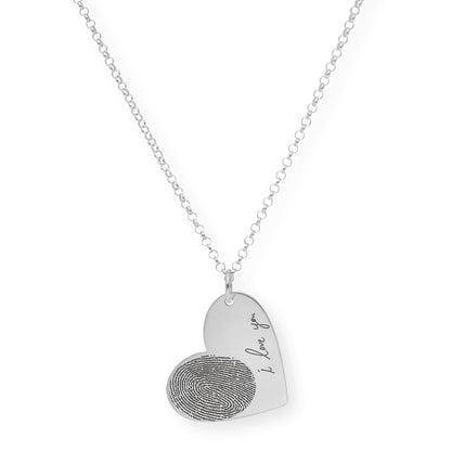 Colgante Corazón Seema Huella con Frase en Plata 925 con Baño de Oro Rosa 18k