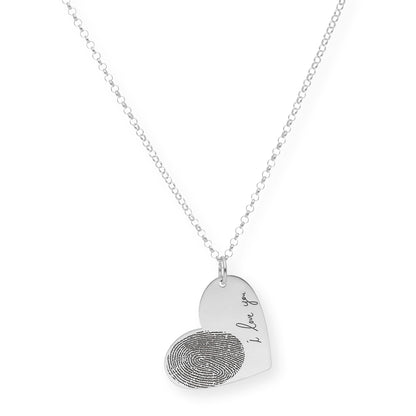 Colgante Corazón Seema Huella con Frase en Plata 925 con Baño de Oro Rosa 18k