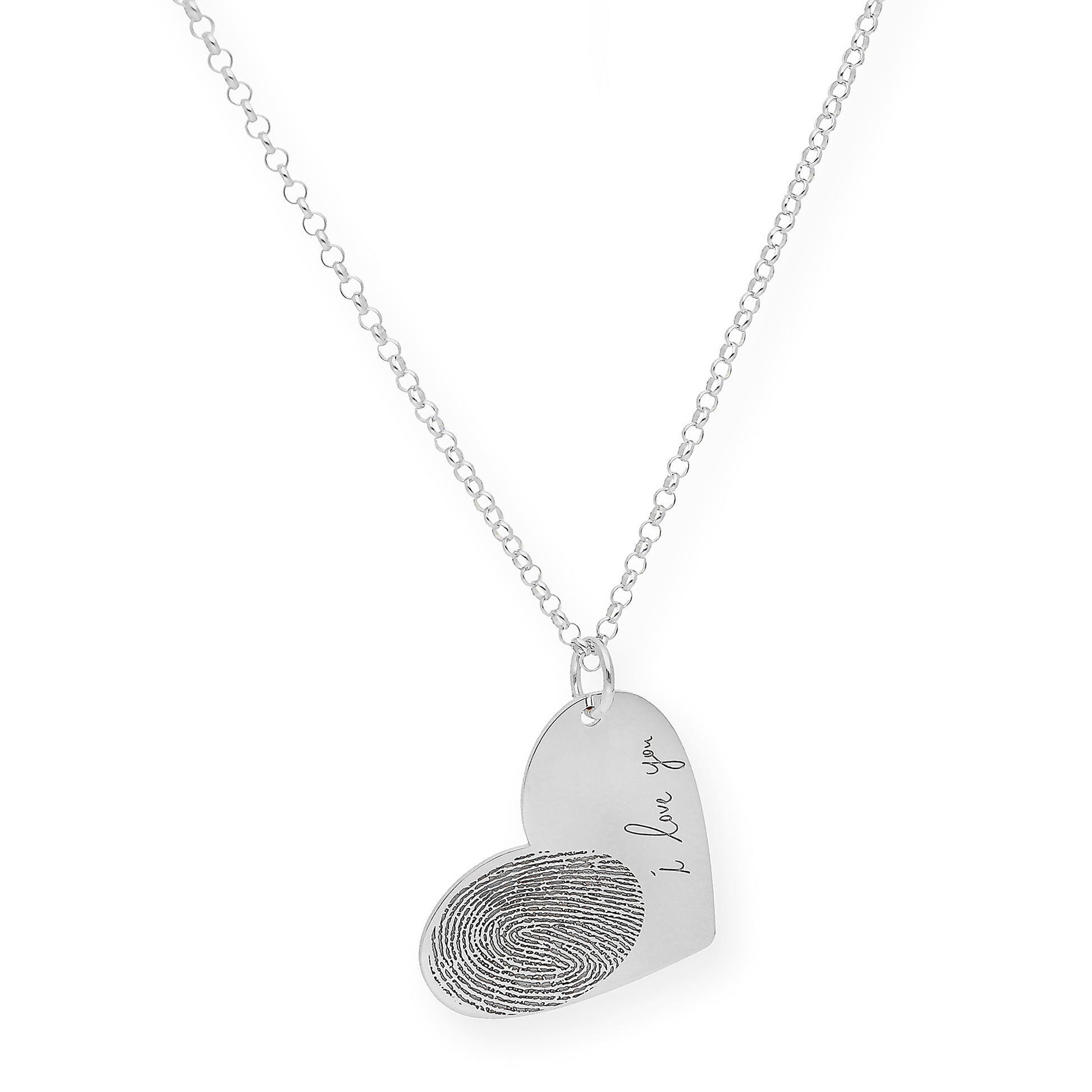 Colgante Corazón Seema Huella con Frase en Plata 925 con Baño de Oro Rosa 18k