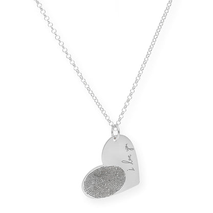 Colgante Corazón Seema Huella con Frase en Plata 925 con Baño de Oro Rosa 18k