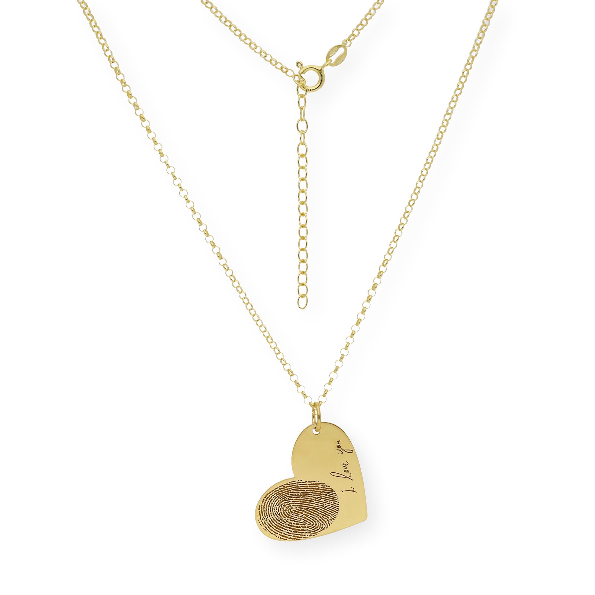 Colgante Corazón Seema Huella con Frase en Plata 925 con Baño de Oro Rosa 18k