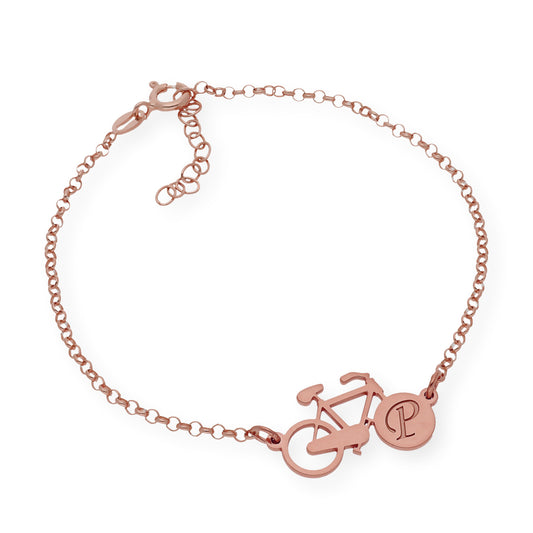 Pulsera Bicicleta Inicial en Plata 925 y Baño de Oro Rosa 18k