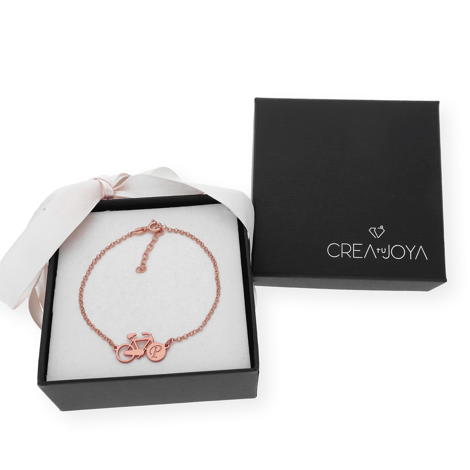 Pulsera Bicicleta Inicial en Plata 925 y Baño de Oro Rosa 18k