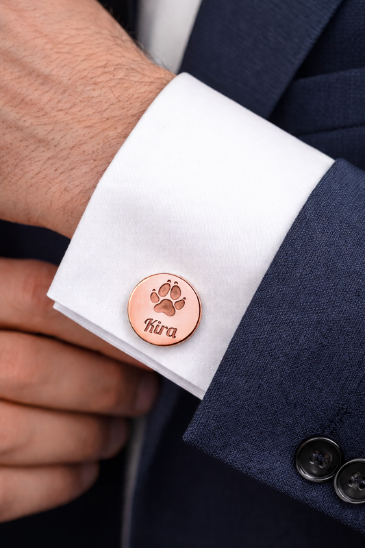 Gemelos Huella De Mi Mascota en Plata 925 con Baño de Oro Rosa 18k