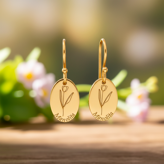 Pendientes Asha Nombre en Plata 925 y Baño Oro 18k