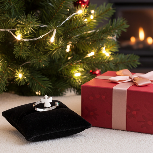 Anillo Ángel Nombre y Piedra Color en Plata de Ley 925